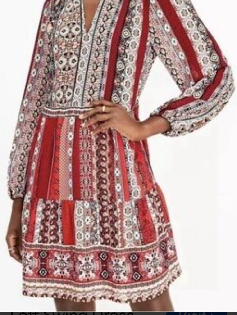 Ann Taylor Loft Dress NWT Boho Print Red Multi Color Tiered Patchwork Print